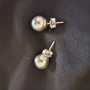 🦋 Black-silver Ball-shaped Pierced Earrings
